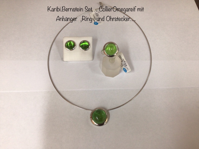 karibi. Bernstein Silber Ohrstecker zu Set