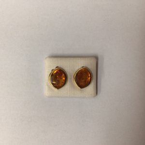 Ohrclip Bernstein Silbervergoldet mit Rand